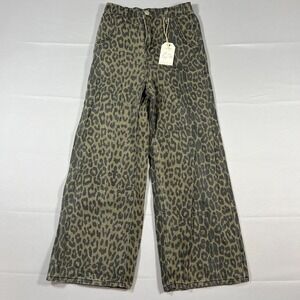 Soho Blue Denim Wide Leg Jeans Girl 16 Multicolor Cotton Leopard Print High Rise